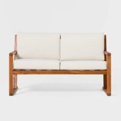 Saracina Home Modern Slat -Back Acacia Outdoor Bench With Cushions -Saracina Home Shop GUEST 84a85b31 992a 4de9 9918 8604f4075cb4