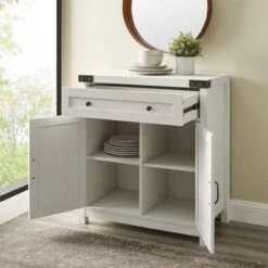 Clarabelle Rustic Farmhouse Barn Door Accent Cabinet - Saracina Home