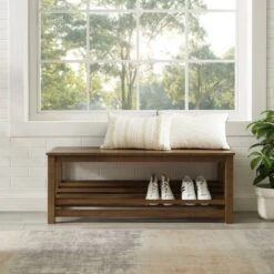 Modern Farmhouse Solid Wood Shoe Storage Entry Bench Rustic Oak - Saracina Home -Saracina Home Shop GUEST 8873dec7 d2f6 4b81 970d 33db280697a9