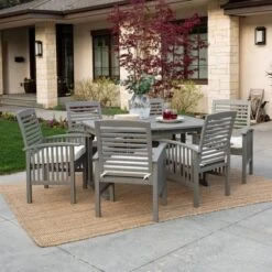 Ravenscroft 7pc Acacia Wood Patio Dining Set With Expandable Table Gray Wash - Saracina Home -Saracina Home Shop GUEST 889c2880 646f 4dc8 8afa 505dda3449d8