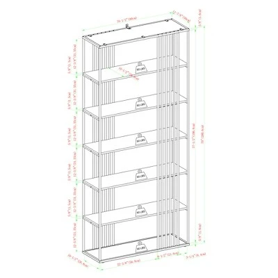 79" Modern 6 Shelf with Metal Bar Bookcase Coastal Oak/Black - Saracina Home 79" Modern 6 Shelf With Metal Bar Bookcase Coastal Oak/Black - Saracina Home -Saracina Home Shop GUEST 889c58fd bac6 41e7 bb63 ec224fa509bf