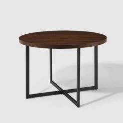 Modern 42" Round Intersecting Leg Dining Table Dark Walnut - Saracina Home 3 Modern 42" Round Intersecting Leg Dining Table Dark Walnut - Saracina Home -Saracina Home Shop GUEST 8ae44ec3 afcf 4388 b531 e25201ffdc31