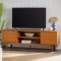 Solid Wood Mid-Century Modern TV Stand For TVs Up To 80" - Saracina Home 15 Solid Wood Mid-Century Modern TV Stand For TVs Up To 80" - Saracina Home -Saracina Home Shop GUEST 8b7506fc 5e20 44b3 838f e44d2919b468