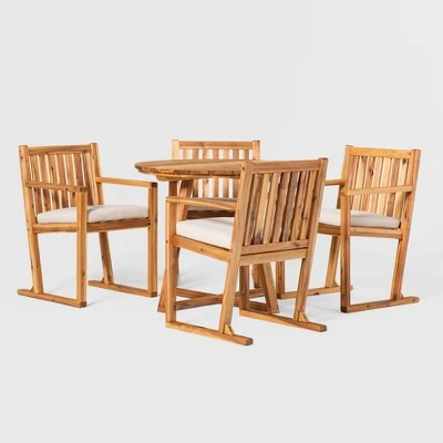 Saracina Home 5pc Modern Slatted Acacia Outdoor Dining Set with Round Table Saracina Home 5pc Modern Slatted Acacia Outdoor Dining Set With Round Table -Saracina Home Shop GUEST 8dc53612 7be6 4a13 bb62 ccfb9aa09886