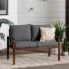 Saybrook Modern Metal And Wood Patio Loveseat - Gray/Dark Brown - Saracina Home -Saracina Home Shop GUEST 8ff87f0d 19b8 4025 af14 760342db1bc6