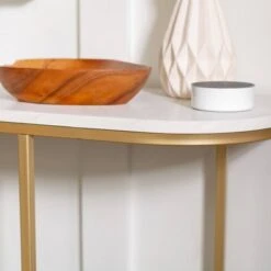 Megan Modern Glam Curved Console Table Faux White Marble/Gold - Saracina Home -Saracina Home Shop GUEST 90b0a2cc d087 4b03 9b5e 6cdaa246eb61