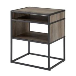 Modern Wood And Metal Side Table With Open Storage - Saracina Home -Saracina Home Shop GUEST 965c7ea1 69f8 4053 a677 91e205fd7ba4