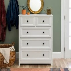 Farmhouse 5 Drawer Grooved Tall Storage Dresser White - Saracina Home 4 Farmhouse 5 Drawer Grooved Tall Storage Dresser White - Saracina Home -Saracina Home Shop GUEST 96be5b13 02a3 4993 80b5 8619de96e45f