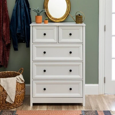 Farmhouse 5 Drawer Grooved Tall Storage Dresser White - Saracina Home Farmhouse 5 Drawer Grooved Tall Storage Dresser White - Saracina Home -Saracina Home Shop GUEST 96be5b13 02a3 4993 80b5 8619de96e45f