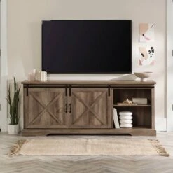 Clarabelle Double Sliding X Barn Door TV Stand For TVs Up To 80" - Saracina Home -Saracina Home Shop GUEST 982c1ca0 45a9 4164 801c 80166fc89225