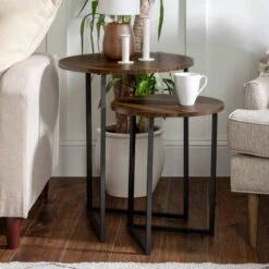 2pc Glam V Leg Nesting Side Tables - Saracina Home