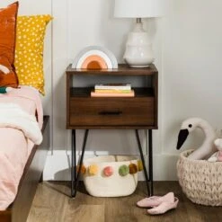 Amal Modern Single Drawer Hairpin Leg Nightstand - Saracina Home 4 Amal Modern Single Drawer Hairpin Leg Nightstand - Saracina Home -Saracina Home Shop GUEST 9a5d15e2 9596 4902 a3f4 23ba6c98cb48