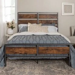 Queen Urban Chic Metal And Wood Plank Bed Brown - Saracina Home -Saracina Home Shop GUEST 9ba450b4 e465 46ef 9f8f 881f1960dbc8