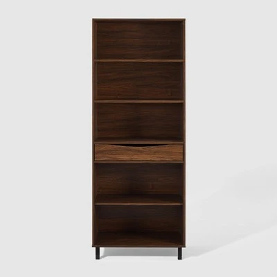 72.5" Mid-Century Modern 1 Drawer Angled Bookshelf - Saracina Home 72.5" Mid-Century Modern 1 Drawer Angled Bookshelf - Saracina Home -Saracina Home Shop GUEST 9c7bd3c0 62d4 4081 bd63 6e0ad2db722b