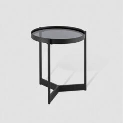 Modern Minimalist Tray Top Round Glass Side Table Black - Saracina Home -Saracina Home Shop GUEST 9c9c5e1e a4df 40d2 80e4 2e6a23e7f8c3