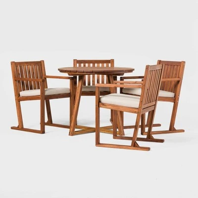 Saracina Home 5pc Modern Slatted Acacia Outdoor Dining Set with Round Table Saracina Home 5pc Modern Slatted Acacia Outdoor Dining Set With Round Table -Saracina Home Shop GUEST 9d726d02 3bf0 4f04 9439 6de7c83b7e6c