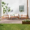 Saracina Home 4pc Modern Boho Eucalyptus Spindle Outdoor Conversation Set