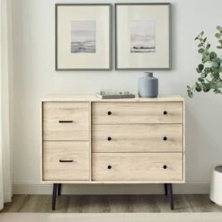 Ivora Lifted Mid-Century Modern Asymmetrical 5 Drawer Dresser - Saracina Home -Saracina Home Shop GUEST a177ed74 4537 4f4a b9db f2c581dbedf6