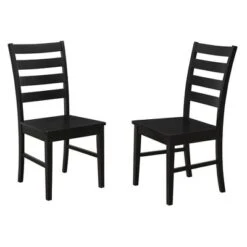 Set Of 2 Wood Ladder Back Dining Chair Black - Saracina Home