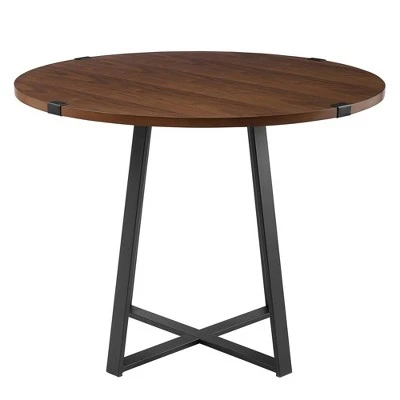 40" Urban Industrial Round Dining Table with Faux Wrap Leg Dark Walnut - Saracina Home 40" Urban Industrial Round Dining Table With Faux Wrap Leg Dark Walnut - Saracina Home -Saracina Home Shop GUEST a43ac95e f2a6 4290 8bb9 a3617a3d19b8