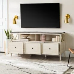 Farmhouse 3 Drawer Wood TV Stand For TVs Up To 65" - Saracina Home 12 Farmhouse 3 Drawer Wood TV Stand For TVs Up To 65" - Saracina Home -Saracina Home Shop GUEST acf328b1 4981 4fb4 9c99 669678336b76