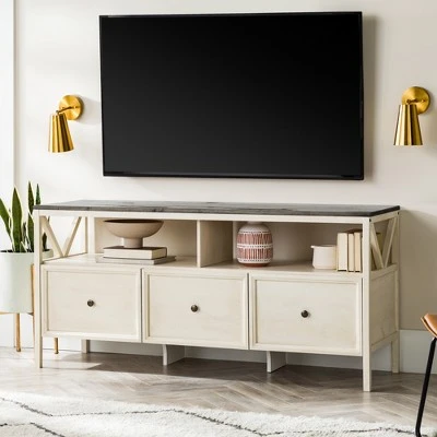 Farmhouse 3 Drawer Wood TV Stand for TVs up to 65" - Saracina Home Farmhouse 3 Drawer Wood TV Stand For TVs Up To 65" - Saracina Home -Saracina Home Shop GUEST ad5f99fe 2f60 449b aee7 d2a5e5d0aae6