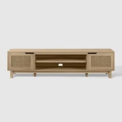 Modern Boho Storage TV Stand For TVs Up To 80" With Rattan Doors - Saracina Home -Saracina Home Shop GUEST b0d8acef 9f03 4235 95e4 57c3710f0a4e