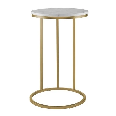 24" Modern Glam Round C Table Faux White Marble/Gold - Saracina Home 24" Modern Glam Round C Table Faux White Marble/Gold - Saracina Home -Saracina Home Shop GUEST b2b81d1d 892f 4bd7 b1fb 6d046f58de23