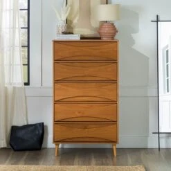 Mid-Century Modern Contoured 5 Drawer Chest Of Drawers - Saracina Home -Saracina Home Shop GUEST b6458f3d 4631 4198 9dd3 0c626a2fbde9