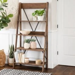 68.25" Boho 4 Tier Solid Wood Ladder Bookshelf Plant Stand - Saracina Home -Saracina Home Shop GUEST b91e7304 c325 4f3e 93f6 5b1dc78288e4