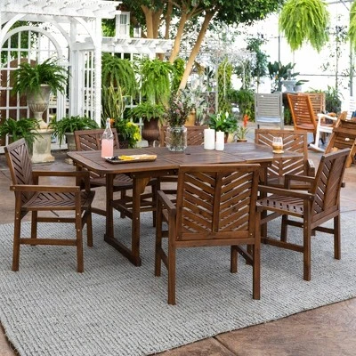 7pc Slatted Extendable Acacia Wood Patio Dining Set - Saracina Home 7pc Slatted Extendable Acacia Wood Patio Dining Set - Saracina Home -Saracina Home Shop GUEST ba689393 b797 4b5f 973a 358227a95d0c
