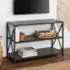 25.62" X Frame Metal And Wood Media Bookshelf - Saracina Home -Saracina Home Shop GUEST bbb4b9c0 79a3 4925 bf60 36da3db664d6