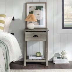 June Rustic Transitional Square Nightstand With Lower Shelf - Saracina Home -Saracina Home Shop GUEST bc00efcd 1744 4898 93dd 51d6b7f61f15
