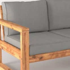 Galia Square Leg Acacia Wood Patio Loveseat With Cushions - Brown - Saracina Home -Saracina Home Shop GUEST bc520d62 d7d0 4afb b806 dfc115e4c369