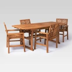 5pc Slatted Extendable Acacia Wood Patio Dining Set - Saracina Home -Saracina Home Shop GUEST bc70cb01 d877 45b9 abc8 5ef3dadb9cf0