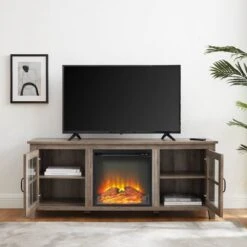 Transitional Farmhouse Window Pane Fireplace TV Stand For TV's Up To 65" Gray Wash - Saracina Home 6 Transitional Farmhouse Window Pane Fireplace TV Stand For TV's Up To 65" Gray Wash - Saracina Home -Saracina Home Shop GUEST bf8569ab 858c 44a9 b17b a689beb972ff