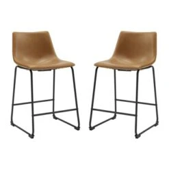 Set Of 2 Laslo Modern Upholstered Faux Leather Counter Height Barstools - Saracina Home -Saracina Home Shop GUEST c0833993 a0ed 4742 aa20 2fd087a77c98