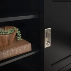 Sliding Door Transitional Wood Storage TV Stand For TVs Up To 80" Black - Saracina Home 6 Sliding Door Transitional Wood Storage TV Stand For TVs Up To 80" Black - Saracina Home -Saracina Home Shop GUEST c1ca9e16 b7ff 49a2 a502 6baf478139ed