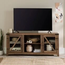 Clarabelle Transitional Glass Barn Door TV Stand For TVs Up To 65" - Saracina Home -Saracina Home Shop GUEST c23d4c35 3bb3 41b9 bb06 7cceb76937e5