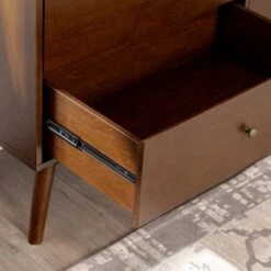 Mid-Century Modern With Closed Storage TV Stand For TVs Up To 58" Walnut - Saracina Home -Saracina Home Shop GUEST c4d3d5a8 b236 4de0 a8b9 6466fce715e6