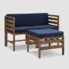 3pc Modular Acacia Wood Patio Chat Set With Cushions - Saracina Home