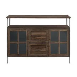 Adonis Transitional Industrial 3 Door Tiered Buffet Dark Walnut - Saracina Home -Saracina Home Shop GUEST c7af8220 babe 4546 b263 044463fd80de