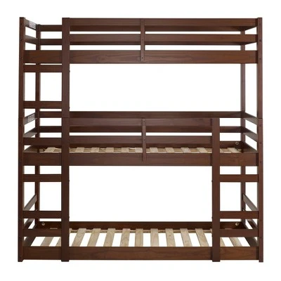 Twin Indy Solid Wood Triple Bunk Bed Walnut - Saracina Home Twin Indy Solid Wood Triple Bunk Bed Walnut - Saracina Home -Saracina Home Shop GUEST c831186e d5ca 4bf6 9e0a e1e3ddb8226d