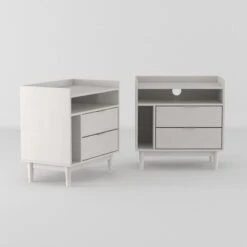 2pk Mid-Century Modern Solid Wood 2 Drawer Storage Nightstands - Saracina Home -Saracina Home Shop GUEST c880a12d 845d 41f3 8c73 9ddb9ed4b555