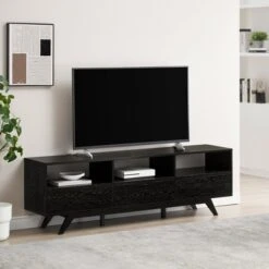 Mid-Century Modern Low TV Stand With Storage For TVs Up To 80" - Saracina Home