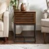 Visconti Boho Slat Pull Down Door Side Table Dark Walnut - Saracina Home 1 Visconti Boho Slat Pull Down Door Side Table Dark Walnut - Saracina Home -Saracina Home Shop GUEST ca053461 28eb 405e b9b6 038925465421