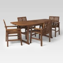 5pc Slatted Extendable Acacia Wood Patio Dining Set - Saracina Home -Saracina Home Shop GUEST cc50b929 1d11 42ba bbdf 3a0193ac6925