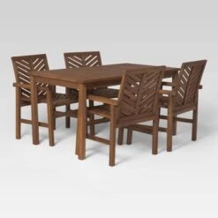 5pc Slatted Chevron Acacia Wood Patio Dining Set - Saracina Home -Saracina Home Shop GUEST cc66286e c365 4394 af52 9af81a2d048b
