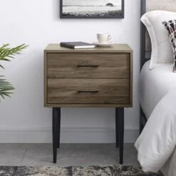 Ora Mid-Century Modern 2 Drawer Nightstand - Saracina Home
