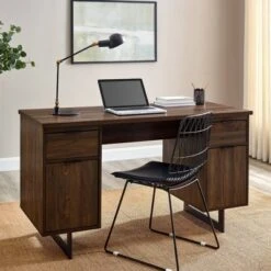 DuPonte Modern Double Sided Pedestal Executive Desk Dark Walnut - Saracina Home -Saracina Home Shop GUEST ce88555d d014 4eb0 bd5f 6d83bd8203f3